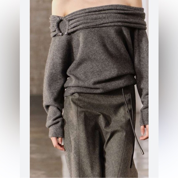 ZARA Wool blend cape skirt Midi A-line silhouette ZW collection Gray size XS NWT - Picture 4 of 12